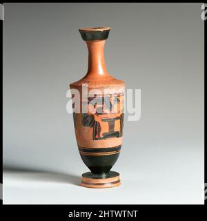 Art inspiré par Lekythos, archaïque tardive, 1st quart de 5th siècle avant J.-C., grec, Attique, terre cuite; figure noire, H. 6 1/8 po (15,6 cm), vases, Oeidpus (?), sphinx et deux hommes, oeuvres classiques modernisées par Artotop avec une touche de modernité. Formes, couleur et valeur, impact visuel accrocheur sur l'art émotions par la liberté d'œuvres d'art d'une manière contemporaine. Un message intemporel qui cherche une nouvelle direction créative. Artistes qui se tournent vers le support numérique et créent le NFT Artotop Banque D'Images