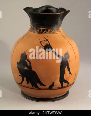 Art inspiré par Oinochoe, classique, V Century C.-B.–tardif, grec, boéotien, Terre cuite ; figure noire, diamètre : 4 po. (10,2 cm), vases, oeuvres classiques modernisées par Artotop avec une touche de modernité. Formes, couleur et valeur, impact visuel accrocheur sur l'art émotions par la liberté d'œuvres d'art d'une manière contemporaine. Un message intemporel qui cherche une nouvelle direction créative. Artistes qui se tournent vers le support numérique et créent le NFT Artotop Banque D'Images