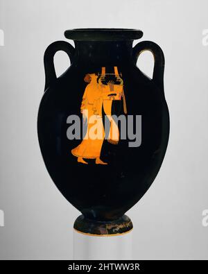 Art inspiré par les amphores en terre cuite (bocal), archaïque tardive, ca. 490 av. J.-C., grec, Attique, terre cuite ; figure rouge, H. 16 5/16 po (41,50 cm), vases, Obverse, jeune homme chantant et jouant le kithara, Reverse, juge. Cette œuvre est un chef-d'œuvre de la peinture grecque vase parce qu'elle rassemble, les œuvres classiques modernisées par Artotop avec un peu de modernité. Formes, couleur et valeur, impact visuel accrocheur sur l'art émotions par la liberté d'œuvres d'art d'une manière contemporaine. Un message intemporel qui cherche une nouvelle direction créative. Artistes qui se tournent vers le support numérique et créent le NFT Artotop Banque D'Images
