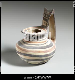 Art inspiré par Jug, Italic-Native, South Italian (Daunien), terracotta, H. avec manche 14,3 cm.; diamètre 11,20 cm., vases, œuvres classiques modernisées par Artotop avec une touche de modernité. Formes, couleur et valeur, impact visuel accrocheur sur l'art émotions par la liberté d'œuvres d'art d'une manière contemporaine. Un message intemporel qui cherche une nouvelle direction créative. Artistes qui se tournent vers le support numérique et créent le NFT Artotop Banque D'Images