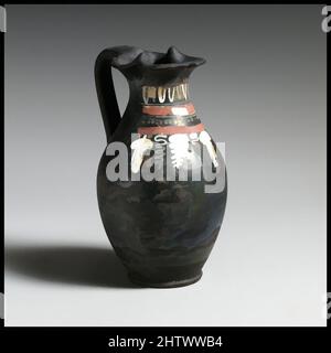 Art inspiré par Oinochoe, ancien classique, env. 350–300 av. J.-C., grec, sud-italien, Poulien, Canosan, Terre cuite, H. 15,67 cm.; diamètre 8,99 cm., vases, oeuvres classiques modernisées par Artotop avec une touche de modernité. Formes, couleur et valeur, impact visuel accrocheur sur l'art émotions par la liberté d'œuvres d'art d'une manière contemporaine. Un message intemporel qui cherche une nouvelle direction créative. Artistes qui se tournent vers le support numérique et créent le NFT Artotop Banque D'Images