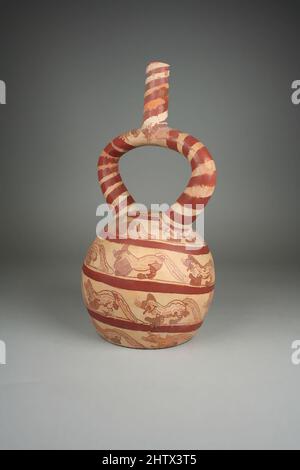 Art inspiré par le bec verseur Stirrup avec Felines, 4th–7th Century, Pérou, Moche, céramique, Pigment, hauteur: 12 1/8in. (30,8cm), Ceramics-Containers, oeuvres classiques modernisées par Artotop avec un peu de modernité. Formes, couleur et valeur, impact visuel accrocheur sur l'art émotions par la liberté d'œuvres d'art d'une manière contemporaine. Un message intemporel qui cherche une nouvelle direction créative. Artistes qui se tournent vers le support numérique et créent le NFT Artotop Banque D'Images