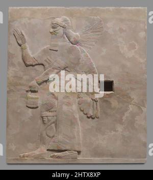 Art inspiré par relief Panel, Neo-Assyrien, env. 883–859 C.-B., Mésopotamie, Nimrud (ancien Kalhu), Assyrien, albâtre de Gypsum, 93 x 83 x 60 po (236,2 x 210,8 x 152,4 cm), inscrit au patrimoine de pierre, ce panneau du Palais du Nord-Ouest à Nimrud (ancien Kalhu) représente une œuvre classique ailées modernisée par Artotop avec une touche de modernité. Formes, couleur et valeur, impact visuel accrocheur sur l'art émotions par la liberté d'œuvres d'art d'une manière contemporaine. Un message intemporel qui cherche une nouvelle direction créative. Artistes qui se tournent vers le support numérique et créent le NFT Artotop Banque D'Images