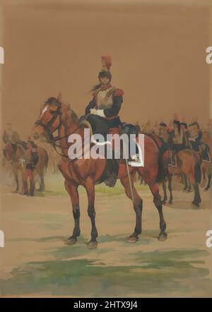 Art inspiré par Cuirassier français, 1872, Aquarelle, feuille : 13 3/4 x 9 3/4 po. (34,9 x 24,8cm), dessins, oeuvres classiques modernisées par Artotop avec une touche de modernité. Formes, couleur et valeur, impact visuel accrocheur sur l'art émotions par la liberté d'œuvres d'art d'une manière contemporaine. Un message intemporel qui cherche une nouvelle direction créative. Artistes qui se tournent vers le support numérique et créent le NFT Artotop Banque D'Images