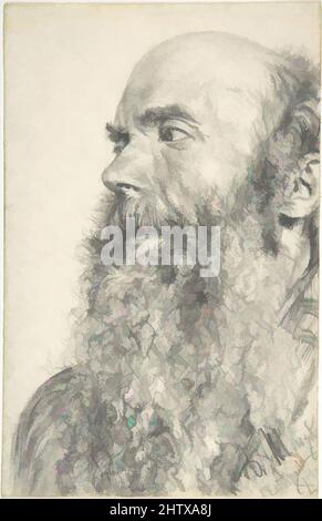 Art inspiré par Head of a Bearded Man, 1884, Graphite, 7 3/4 x 4 15/16 cm (19,7 x 12,6 cm), dessins, Adolph Menzel (allemand, Breslau 1815–1905 Berlin, oeuvres classiques modernisées par Artotop avec une touche de modernité. Formes, couleur et valeur, impact visuel accrocheur sur l'art émotions par la liberté d'œuvres d'art d'une manière contemporaine. Un message intemporel qui cherche une nouvelle direction créative. Artistes qui se tournent vers le support numérique et créent le NFT Artotop Banque D'Images