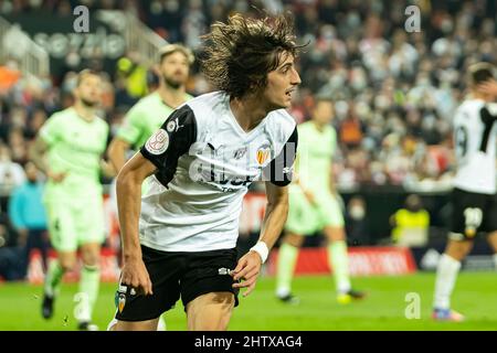 Valence, Espagne. 02nd mars 2022. Bryan Gil Salvatierra de Valencia CF vu pendant le match de football demi-finale de Copa del Rey entre Valencia CF et Athletic Club Bilbao au stade Mestalla. Score final; Valencia CF 1:0 Athletic Club Bilbao. Crédit : SOPA Images Limited/Alamy Live News Banque D'Images