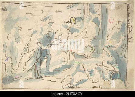 Art inspiré par la scène allégorique, 1685, encre stylo et brune, brosse et lavage bleu, 4 15/16 x 7 5/16 po. (12,5 x 18,5 cm), dessins, Theoddoor van Thulden (Flamand, 's-Hertogenbosch 1601–1609 's-Hertogenbosch, oeuvres classiques modernisées par Artotop avec une touche de modernité. Formes, couleur et valeur, impact visuel accrocheur sur l'art émotions par la liberté d'œuvres d'art d'une manière contemporaine. Un message intemporel qui cherche une nouvelle direction créative. Artistes qui se tournent vers le support numérique et créent le NFT Artotop Banque D'Images