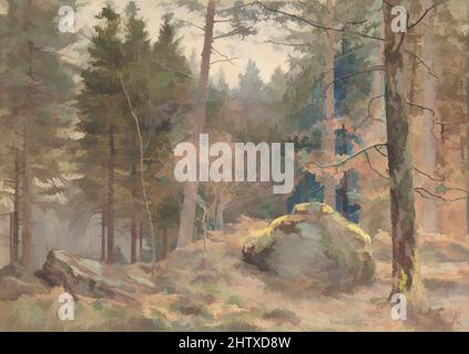 Art inspiré par dans un bois de pin gallois, ca. 1891, aquarelle sur graphite sur papier, 9 7/8 x 13 3/4 po. (25,1 x 34,9 cm), dessins, James Thomas Watts (British, Birmingham 1850–1930 Liverpool, Classic œuvres modernisées par Artotop avec une touche de modernité. Formes, couleur et valeur, impact visuel accrocheur sur l'art émotions par la liberté d'œuvres d'art d'une manière contemporaine. Un message intemporel qui cherche une nouvelle direction créative. Artistes qui se tournent vers le support numérique et créent le NFT Artotop Banque D'Images