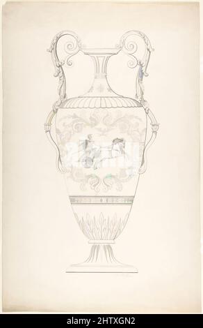 Art inspiré par Design for a vase, 1828–40, stylo et encre noire, feuille : 15 13/16 x 10 3/16 po. (40,1 x 25,9 cm), J. Hulme (britannique, active 1828–40, œuvres classiques modernisées par Artotop avec une touche de modernité. Formes, couleur et valeur, impact visuel accrocheur sur l'art émotions par la liberté d'œuvres d'art d'une manière contemporaine. Un message intemporel qui cherche une nouvelle direction créative. Artistes qui se tournent vers le support numérique et créent le NFT Artotop Banque D'Images