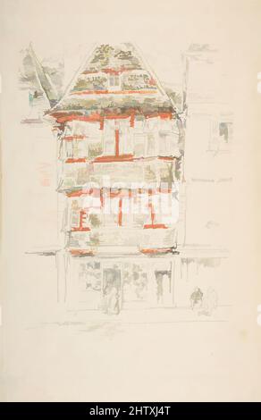 Art inspiré par Red House, Paimpol, 1893, lithographie de transfert avec raclage, tiré sur papier de transfert à grain fin (pierre à affûter) et papier de transfert fin et transparent (pierres de couleur); classé comme troisième état de trois (Chicago), en fait un cinquième état non enregistré; Imprimés en noir, gris et rouge, les œuvres classiques modernisées par Artotop avec une touche de modernité. Formes, couleur et valeur, impact visuel accrocheur sur l'art émotions par la liberté d'œuvres d'art d'une manière contemporaine. Un message intemporel qui cherche une nouvelle direction créative. Artistes qui se tournent vers le support numérique et créent le NFT Artotop Banque D'Images