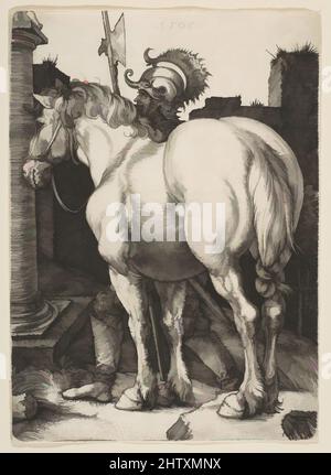 Art inspiré par le Grand Cheval, 1505, gravure, estampes, Albrecht Dürer (allemand, Nuremberg 1471–1528 Nuremberg, œuvres classiques modernisées par Artotop avec une touche de modernité. Formes, couleur et valeur, impact visuel accrocheur sur l'art émotions par la liberté d'œuvres d'art d'une manière contemporaine. Un message intemporel qui cherche une nouvelle direction créative. Artistes qui se tournent vers le support numérique et créent le NFT Artotop Banque D'Images