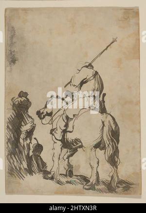 Art inspiré par le soldat à cheval, CA. 1629, Décapage ; deuxième état de deux de New Holl., feuille : 3 3/16 × 2 5/16 po. (8,1 × 5,9 cm), estampes, Rembrandt (Rembrandt van Rijn) (néerlandais, Leiden 1606–1669 Amsterdam, œuvres classiques modernisées par Artotop avec une touche de modernité. Formes, couleur et valeur, impact visuel accrocheur sur l'art émotions par la liberté d'œuvres d'art d'une manière contemporaine. Un message intemporel qui cherche une nouvelle direction créative. Artistes qui se tournent vers le support numérique et créent le NFT Artotop Banque D'Images