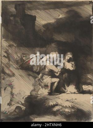 Art inspiré par l'agonie dans le jardin, ca. 1657, Etching et point sec, estampes, Rembrandt (Rembrandt van Rijn) (néerlandais, Leiden 1606–1669 Amsterdam, œuvres classiques modernisées par Artotop avec une touche de modernité. Formes, couleur et valeur, impact visuel accrocheur sur l'art émotions par la liberté d'œuvres d'art d'une manière contemporaine. Un message intemporel qui cherche une nouvelle direction créative. Artistes qui se tournent vers le support numérique et créent le NFT Artotop Banque D'Images