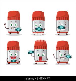 Émoticône de la profession de photographe avec un personnage de dessin animé de marqueur rouge pour tableau blanc. Illustration vectorielle Illustration de Vecteur