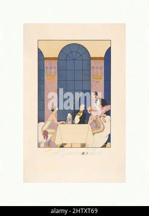 Art inspiré par la Gourmandise, 1924, illustration de procédé commercial couleur main (pochoeur), feuille : 9 3/4 x 6 7/16 po. (24,8 x 16,3 cm), George Barbier (français, Nantes 1882–1932 Paris, oeuvres classiques modernisées par Artotop avec une touche de modernité. Formes, couleur et valeur, impact visuel accrocheur sur l'art émotions par la liberté d'œuvres d'art d'une manière contemporaine. Un message intemporel qui cherche une nouvelle direction créative. Artistes qui se tournent vers le support numérique et créent le NFT Artotop Banque D'Images