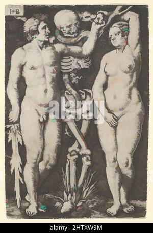 Art inspiré par Adam et Eve, 1543, gravure, feuille : 3 1/8 x 2 1/8 po. (8 x 5,4 cm), estampes, Sebald Beham (allemand, Nuremberg 1500–1550 Francfort), après Barthel Beham (allemand, Nuremberg ca. 1502–1540 Italie, œuvres classiques modernisées par Artotop avec une touche de modernité. Formes, couleur et valeur, impact visuel accrocheur sur l'art émotions par la liberté d'œuvres d'art d'une manière contemporaine. Un message intemporel qui cherche une nouvelle direction créative. Artistes qui se tournent vers le support numérique et créent le NFT Artotop Banque D'Images