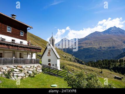 Rofenhoefe dans la vallée de Rofen, vent, vallée de Venter, municipalité de Soelden, Alpes d'Oetztal, Tyrol, Autriche Banque D'Images