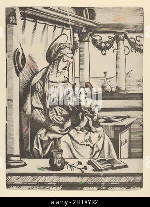 Art inspiré par la Vierge assis avec l'enfant, coupe de bois, feuille : 9 1/4 × 7 po. (23,5 × 17,8 cm), Prints, Hans Burgkmair (allemand, Augsbourg 1473–1531 Augsbourg, œuvres classiques modernisées par Artotop avec une touche de modernité. Formes, couleur et valeur, impact visuel accrocheur sur l'art émotions par la liberté d'œuvres d'art d'une manière contemporaine. Un message intemporel qui cherche une nouvelle direction créative. Artistes qui se tournent vers le support numérique et créent le NFT Artotop Banque D'Images