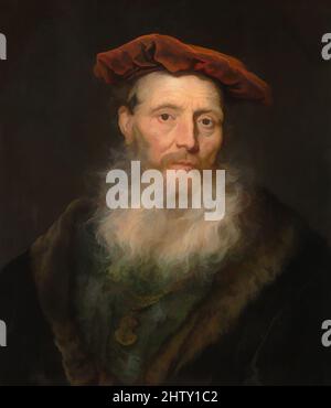 Art inspiré par Bearded Man avec une casquette de velours, 1645, huile sur bois, 23 3/4 x 20 5/8 po. (60,3 x 52,4 cm), peintures, Govert Flinck (néerlandais, Cleve 1615–1660 Amsterdam), sûrement un modèle vivant servi pour ce personnage en costume romantique et une barbe brillamment brossée. L'image est, les œuvres classiques modernisées par Artotop avec un peu de modernité. Formes, couleur et valeur, impact visuel accrocheur sur l'art émotions par la liberté d'œuvres d'art d'une manière contemporaine. Un message intemporel qui cherche une nouvelle direction créative. Artistes qui se tournent vers le support numérique et créent le NFT Artotop Banque D'Images