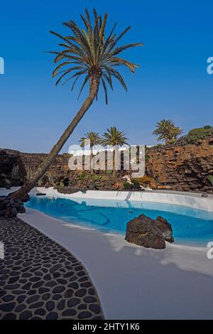 Jameos del Agua, complexe de jardin avec piscine, conçu par Cesar Manrique, Lanzarote, îles Canaries, Espagne Banque D'Images