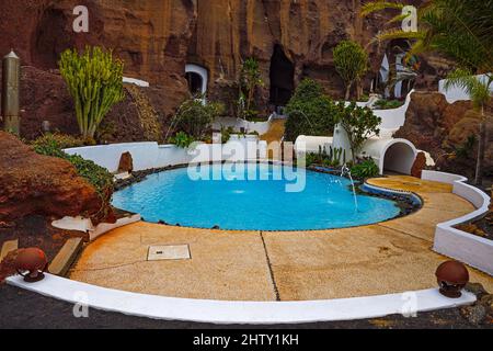 Musée, Museo Lagomar, ancien domicile de l'acteur Omar Sharif, conçu par Cesar Manrique, Nazarote, Lanzarote, Iles Canaries, Espagne Banque D'Images