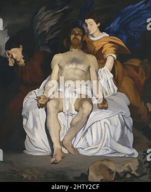 Art inspiré par le Christ mort avec anges, 1864, huile sur toile, 70 5/8 x 59 po. (179,4 x 149,9 cm), peintures, Édouard Manet (français, Paris 1832–1883 Paris), Manet a identifié la source de cette peinture, la première de plusieurs scènes religieuses, dans l'inscription sur le rocher: Les œuvres classiques modernisées par Artotop avec un peu de modernité. Formes, couleur et valeur, impact visuel accrocheur sur l'art émotions par la liberté d'œuvres d'art d'une manière contemporaine. Un message intemporel qui cherche une nouvelle direction créative. Artistes qui se tournent vers le support numérique et créent le NFT Artotop Banque D'Images