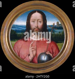 Art inspiré par Salvator Mundi, 1475–99, huile sur bois, combinaison, avec cadre intégral, diamètre 10 3/4 po. (27,3 cm) ; surface peinte de 8 po (20,3 cm), peintures, atelier de Hans Memling (Netherlandish, Seligenstadt, actif par 1465–mort 1494 Bruges), Christ est montré ici comme le Sauveur de, oeuvres classiques modernisées par Artotop avec un peu de modernité. Formes, couleur et valeur, impact visuel accrocheur sur l'art émotions par la liberté d'œuvres d'art d'une manière contemporaine. Un message intemporel qui cherche une nouvelle direction créative. Artistes qui se tournent vers le support numérique et créent le NFT Artotop Banque D'Images