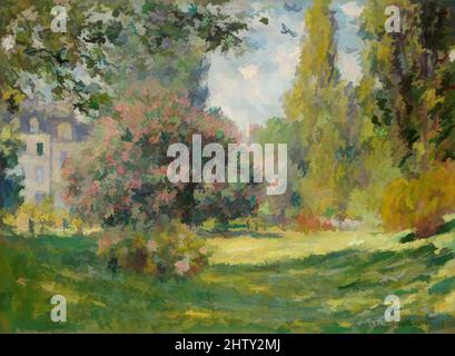 Art inspiré par le paysage : le Parc Monceau, 1876, huile sur toile, 23 1/2 x 32 1/2 po. (59,7 x 82,6 cm), peintures, Claude Monet (français, Paris 1840–1926 Giverny), situé sur le boulevard de Courcelles à Paris et entouré de maisons de ville à la mode, le Parc Monceau a été prévu dans, oeuvres classiques modernisées par Artotop avec un peu de modernité. Formes, couleur et valeur, impact visuel accrocheur sur l'art émotions par la liberté d'œuvres d'art d'une manière contemporaine. Un message intemporel qui cherche une nouvelle direction créative. Artistes qui se tournent vers le support numérique et créent le NFT Artotop Banque D'Images