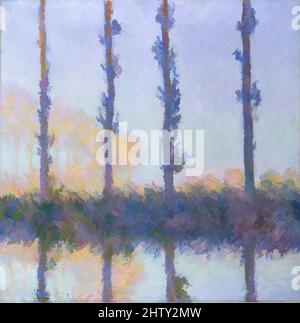 Art inspiré par les quatre arbres, 1891, huile sur toile, 32 1/4 x 32 1/8 po. (81,9 x 81,6 cm), peintures, Claude Monet (français, Paris 1840–1926 Giverny), durant l'été et l'automne 1891, Monet a peint une série de vues de peupliers le long de l'Epte, à Giverny. L'achèvement de la série a été, les œuvres classiques modernisées par Artotop avec un peu de modernité. Formes, couleur et valeur, impact visuel accrocheur sur l'art émotions par la liberté d'œuvres d'art d'une manière contemporaine. Un message intemporel qui cherche une nouvelle direction créative. Artistes qui se tournent vers le support numérique et créent le NFT Artotop Banque D'Images