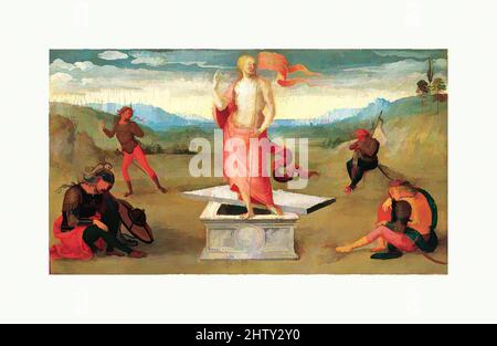 Art inspiré par la Résurrection, Tempéra sur bois, 10 5/8 x 18 po. (27 x 45,7 cm), peintures, Perugino (Pietro di Cristoforo Vannucci) (Italien, Città della Pieve, actif par 1469–mort 1523 Fontignano), cette image exceptionnellement bien conservée et quatre autres dans l'Institut d'Art de, oeuvres classiques modernisées par Artotop avec une touche de modernité. Formes, couleur et valeur, impact visuel accrocheur sur l'art émotions par la liberté d'œuvres d'art d'une manière contemporaine. Un message intemporel qui cherche une nouvelle direction créative. Artistes qui se tournent vers le support numérique et créent le NFT Artotop Banque D'Images