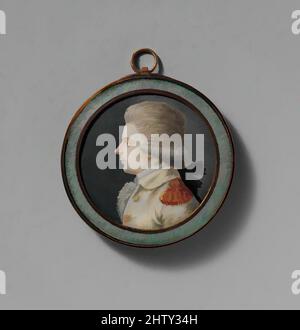 Art inspiré par Portrait of a Man, env. 1780, ivoire, diamètre 2 po. (49 mm), miniatures, Edme Quenedey (Français, Riceys-le-Haut (Aube) 1756–1830 Paris, oeuvres classiques modernisées par Artotop avec une touche de modernité. Formes, couleur et valeur, impact visuel accrocheur sur l'art émotions par la liberté d'œuvres d'art d'une manière contemporaine. Un message intemporel qui cherche une nouvelle direction créative. Artistes qui se tournent vers le support numérique et créent le NFT Artotop Banque D'Images