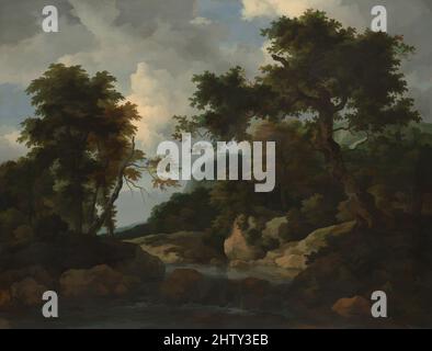 Art inspiré par le Forest Stream, CA. 1660, huile sur toile, 39 1/4 x 50 7/8 in. (99,7 x 129,2 cm), peintures, Jacob van Ruisdael (néerlandais, Haarlem 1628/29–1682 Amsterdam), au début des années cinquante, Van Ruisdael a voyagé dans le pays de colline boisée de l'Allemagne près de la frontière néerlandaise. Son intérêt, les œuvres classiques modernisées par Artotop avec une touche de modernité. Formes, couleur et valeur, impact visuel accrocheur sur l'art émotions par la liberté d'œuvres d'art d'une manière contemporaine. Un message intemporel qui cherche une nouvelle direction créative. Artistes qui se tournent vers le support numérique et créent le NFT Artotop Banque D'Images