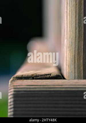 Macro, construction en bois sur aire de jeux pour enfants, Wolfhausen, Suisse Banque D'Images