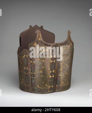 Art inspiré par Cuirass, 17th siècle, attribué à l'Iran, acier, incrusté d'or, H. 14,50 po (36,8 cm), Arms and Armor, Armure d'acier, comme cette cuirasse d'acier, a souvent été inscrite avec des inscriptions pieuses et des versets du Coran. Les inscriptions sur cet acier cuirass ont, les oeuvres classiques modernisées par Artotop avec un peu de modernité. Formes, couleur et valeur, impact visuel accrocheur sur l'art émotions par la liberté d'œuvres d'art d'une manière contemporaine. Un message intemporel qui cherche une nouvelle direction créative. Artistes qui se tournent vers le support numérique et créent le NFT Artotop Banque D'Images