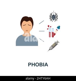 Icône phobia plate. Signe d'élément coloré de la collection de troubles psychologiques. Affiche plate Phobia Icon pour la conception de sites Web, infographies et plus encore. Illustration de Vecteur