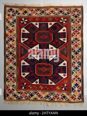 Art inspiré par le tapis, probablement fin 18th–début 19th siècle, attribué à la Turquie, Canakkale, Laine (chaîne, trame, Et pieu); pieu noué symétriquement, Rug: L. 75 1/2 po. (191,8 cm), textiles-tapis, le design de ce tapis est dominé par une paire de grands octagons inscrits par l'étoile, œuvres classiques modernisées par Artotop avec une touche de modernité. Formes, couleur et valeur, impact visuel accrocheur sur l'art émotions par la liberté d'œuvres d'art d'une manière contemporaine. Un message intemporel qui cherche une nouvelle direction créative. Artistes qui se tournent vers le support numérique et créent le NFT Artotop Banque D'Images