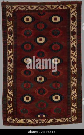 Art inspiré par Yomut main Carpet, probablement à la fin du 18th siècle, attribué à l'ouest du Turkménistan, Asie centrale, velours de laine sur la base de laine et de coton, H. 108 1/2 po. (275,6 cm), textiles-tapis, ce tapis était probablement tissé par un membre de la tribu Yomut d'Asie centrale. Les œuvres classiques décalées modernisées par Artotop avec une touche de modernité. Formes, couleur et valeur, impact visuel accrocheur sur l'art émotions par la liberté d'œuvres d'art d'une manière contemporaine. Un message intemporel qui cherche une nouvelle direction créative. Artistes qui se tournent vers le support numérique et créent le NFT Artotop Banque D'Images