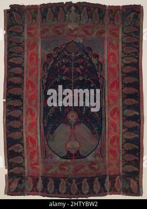 Art inspiré de la suspension murale tissée, env. 1820–30, attribué à l'Inde, Cachemire, laine, fils enrobées de métal; Sergé double; tissage tapisserie, brodé, textile : L. 72 po (182,9 cm), textiles-Woven, Kashmir était célèbre pour ses magnifiques châles tissés faits de la chèvre fine, les œuvres classiques modernisées par Artotop avec un peu de modernité. Formes, couleur et valeur, impact visuel accrocheur sur l'art émotions par la liberté d'œuvres d'art d'une manière contemporaine. Un message intemporel qui cherche une nouvelle direction créative. Artistes qui se tournent vers le support numérique et créent le NFT Artotop Banque D'Images
