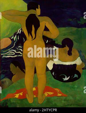 Art inspiré par Tahitien Women bain, 1892, huile sur papier, sur toile, 43 3/4 x 35 1/8 po, peintures, Paul Gauguin (français, Paris 1848–1903 Atuona, Hiva OA, Marquesas Islands), rêvant d'un paradis où il pouvait « écouter le silence de belles nuits tropicales », Gauguin, œuvres classiques modernisées par Artotop avec une touche de modernité. Formes, couleur et valeur, impact visuel accrocheur sur l'art émotions par la liberté d'œuvres d'art d'une manière contemporaine. Un message intemporel qui cherche une nouvelle direction créative. Artistes qui se tournent vers le support numérique et créent le NFT Artotop Banque D'Images