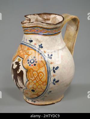 Art inspiré par le jug d'Armorial (boccale), fin du 15th siècle, italien, éventuellement Toscane, Maiolica (faïence émaillée), H. 8 3/8 po (21,3 cm), céramique-poterie, oeuvres classiques modernisées par Artotop avec une touche de modernité. Formes, couleur et valeur, impact visuel accrocheur sur l'art émotions par la liberté d'œuvres d'art d'une manière contemporaine. Un message intemporel qui cherche une nouvelle direction créative. Artistes qui se tournent vers le support numérique et créent le NFT Artotop Banque D'Images