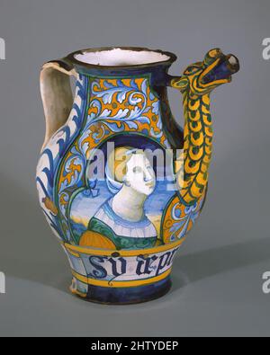 Art inspiré par Apothecary jar (orciuolo), ca. 1520, italien, Castelli, Maiolica (faïence émaillée), hauteur : 9 13/16 po. (24,9 cm), céramique-poterie, oeuvres classiques modernisées par Artotop avec une touche de modernité. Formes, couleur et valeur, impact visuel accrocheur sur l'art émotions par la liberté d'œuvres d'art d'une manière contemporaine. Un message intemporel qui cherche une nouvelle direction créative. Artistes qui se tournent vers le support numérique et créent le NFT Artotop Banque D'Images