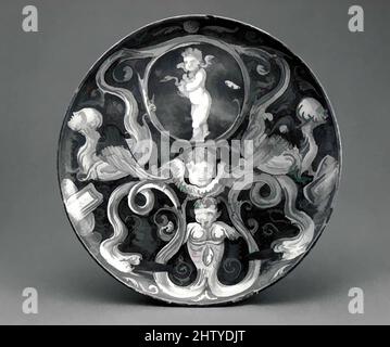 Art inspiré par le plat (coppa), env. 1530–35, italien, Gubbio, Maiolica (faïence émaillée), diamètre : 9 7/16 po. (23,9 cm), céramique-poterie, oeuvres classiques modernisées par Artotop avec une touche de modernité. Formes, couleur et valeur, impact visuel accrocheur sur l'art émotions par la liberté d'œuvres d'art d'une manière contemporaine. Un message intemporel qui cherche une nouvelle direction créative. Artistes qui se tournent vers le support numérique et créent le NFT Artotop Banque D'Images