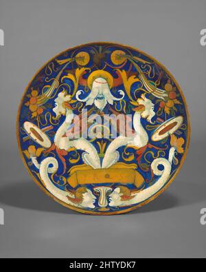 Art inspiré par le plat (coppa), env. 1530, italien, Gubbio, Maiolica (faïence émaillée), diamètre : 8 11/16 po. (22 cm), céramique-poterie, oeuvres classiques modernisées par Artotop avec une touche de modernité. Formes, couleur et valeur, impact visuel accrocheur sur l'art émotions par la liberté d'œuvres d'art d'une manière contemporaine. Un message intemporel qui cherche une nouvelle direction créative. Artistes qui se tournent vers le support numérique et créent le NFT Artotop Banque D'Images