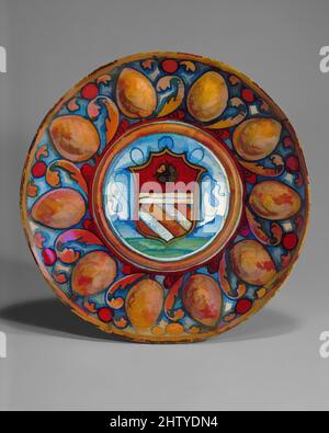 Art inspiré par le plat (coppa), env. 1530–35, italien, Gubbio, Maiolica (faïence émaillée), Diam. 8 7/8 po (22,5 cm), céramique-poterie, oeuvres classiques modernisées par Artotop avec une touche de modernité. Formes, couleur et valeur, impact visuel accrocheur sur l'art émotions par la liberté d'œuvres d'art d'une manière contemporaine. Un message intemporel qui cherche une nouvelle direction créative. Artistes qui se tournent vers le support numérique et créent le NFT Artotop Banque D'Images