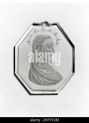 Art inspiré par pendentif avec tête du Christ, 16th siècle, italien, Ferrara, cristal de roche, Coupé sur la roue., H. 7 cm, W. 5,7 cm, D. 4 cm, oeuvres classiques modernisées par Artotop avec une touche de modernité. Formes, couleur et valeur, impact visuel accrocheur sur l'art émotions par la liberté d'œuvres d'art d'une manière contemporaine. Un message intemporel qui cherche une nouvelle direction créative. Artistes qui se tournent vers le support numérique et créent le NFT Artotop Banque D'Images