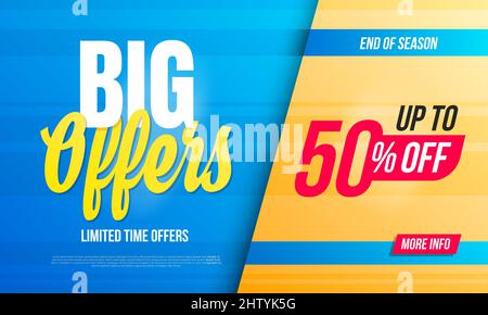 Grandes offres jusqu'à 50 % de réduction sur la bannière Dynamic Modern Shopping Illustration de Vecteur