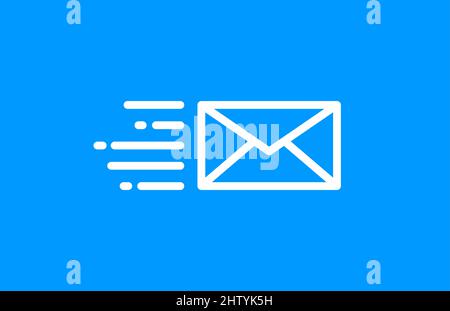 Messagerie électronique sur fond bleu icône de vecteur plat Illustration de Vecteur