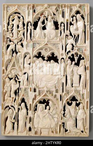 Art inspiré par la feuille d'un diptyque, 15th siècle (?), britannique ou français (?), Ivoire, total: 7 1/16 x 4 5/8 x 5/16 po. (18 x 11,8 x 0,8 cm), ivoires, cette sculpture dense représente des scènes associées à la Rédemption de Man. La partie gauche du diptych contient des images de The Life, Classic œuvres modernisées par Artotop avec un peu de modernité. Formes, couleur et valeur, impact visuel accrocheur sur l'art émotions par la liberté d'œuvres d'art d'une manière contemporaine. Un message intemporel qui cherche une nouvelle direction créative. Artistes qui se tournent vers le support numérique et créent le NFT Artotop Banque D'Images