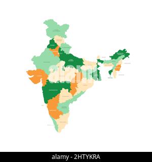 Carte vectorielle des régions du pays de l'Inde Illustration de Vecteur