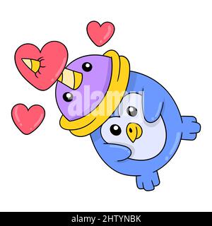 les pingouins célèbrent la saint-valentin Illustration de Vecteur